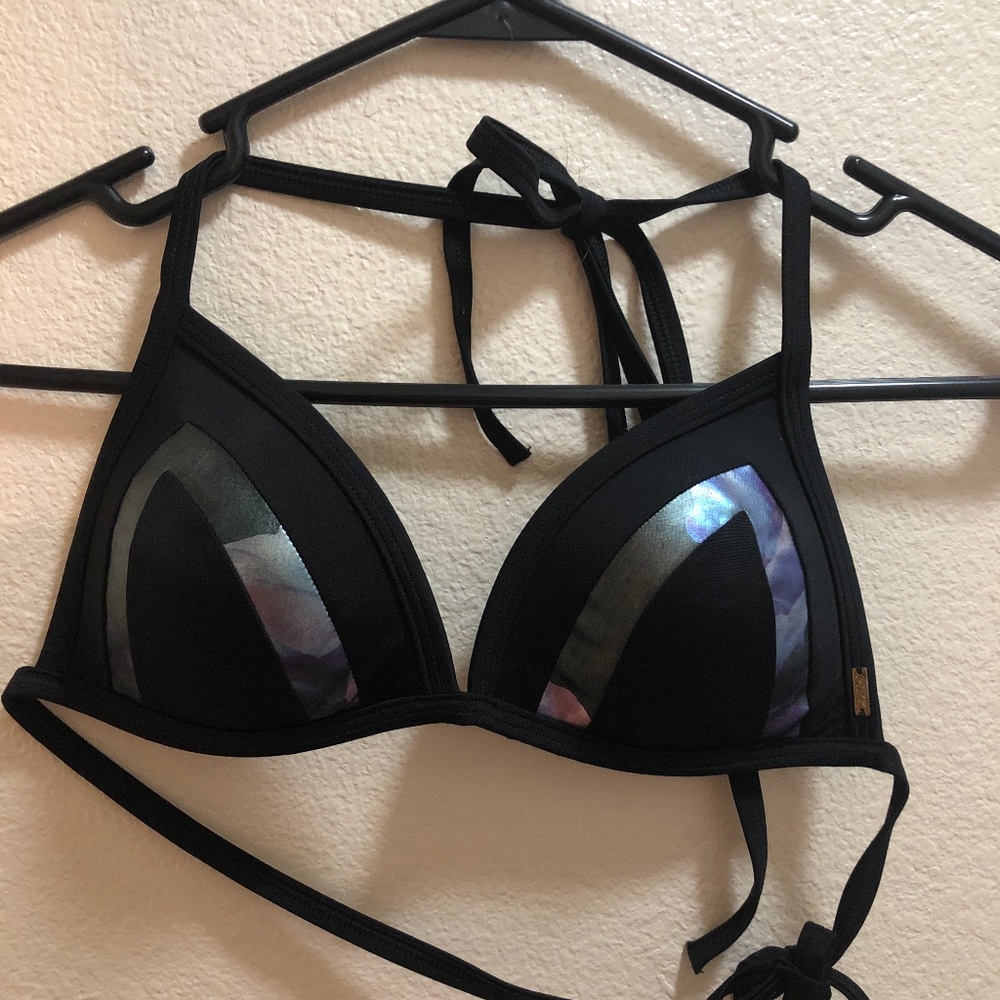 Victoria Secret Pink Black Bikini Top Size Small